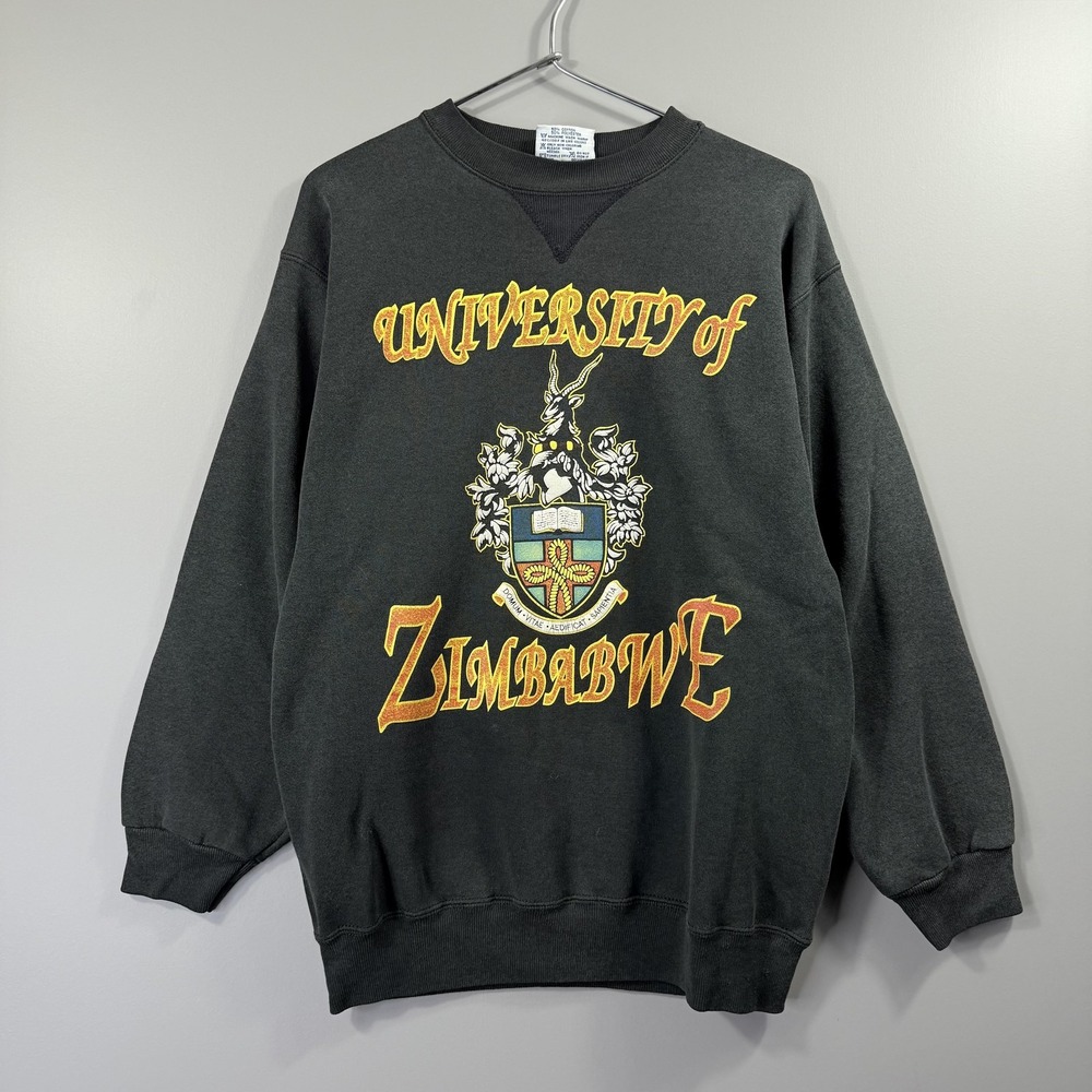 Vintage Hanes Sweatshirt Mens Large Gray University Of Zimbabwe Graphic 80s